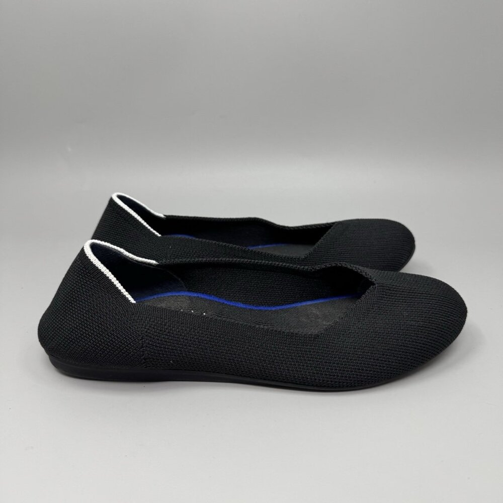 ROTHY’S Rare Retired Black Ballet The Flat with White Halo Slip On Size 7.5